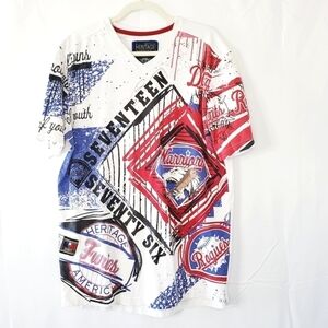 The Heritage by America 1776 Denim Distillery Shirt Size XL Short Sleeve V-Neck